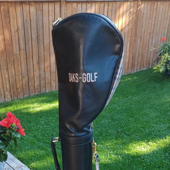 Daks Vintage Leather Golf Bag Black with Gold Trim - Picture 1 of 5